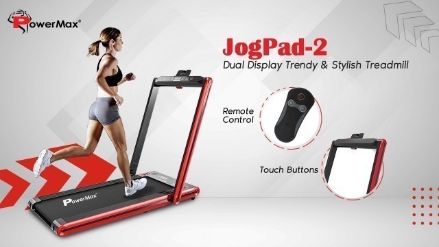 'PowerMax Fitness JogPad-2 Touch Screen Dual Display Treadmill with Bluetooth Speaker/ Remote Control'