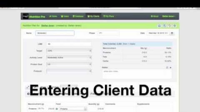 'iNutritionPro - Entering client data'