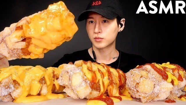 'ASMR CHEESY KOREAN CORN DOGS MUKBANG (No Talking) EATING SOUNDS | Zach Choi ASMR'