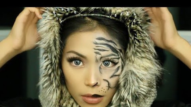 'Easy Halloween Makeup Tutorial Half Siberian Tigress ft Bh Cosmetics Jouer & More'
