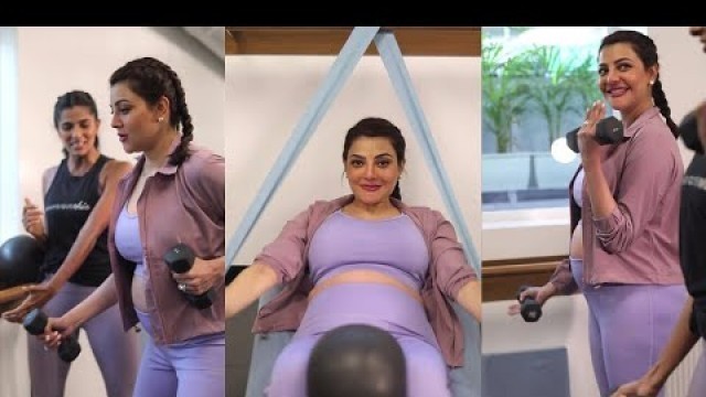 'Heavily Pregnant Kajal Aggarwal Pregnancy Yoga Workout in 7th month'