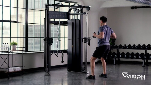 'Vision Functional Trainer-Square Stance Row with Hands Crossed'