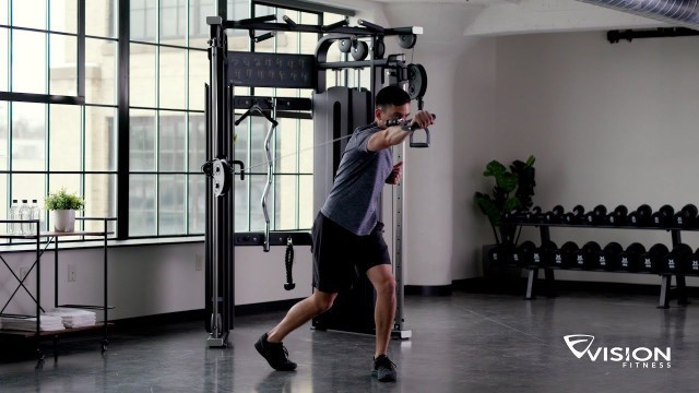 'Vision Functional Trainer-Split Stance Single Arm Punch'