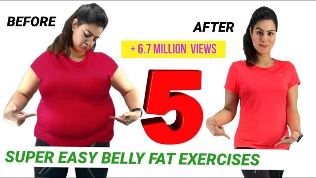 '5 Easy Exercise To Lose Belly Fat At Home For Beginners  | How To Get Flat Stomach In A Week Workout'