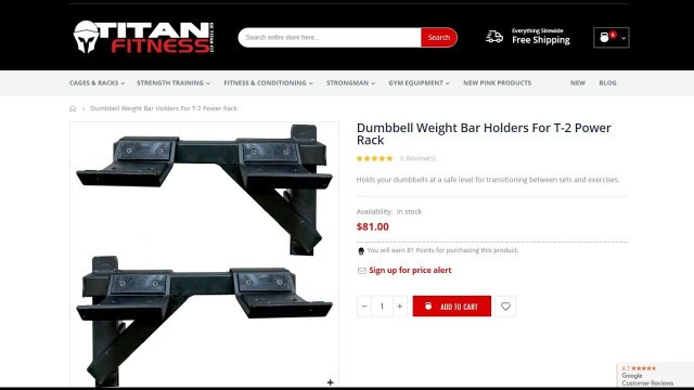 'Titan Fitness Dumbbell Weight Bar Holders For T-2 Power Rack Review'