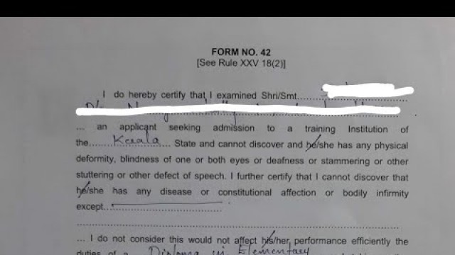'Certificate of health form no. 42'