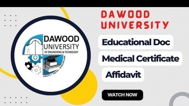 'Dawood Uni Medical Certificate | Affidavit | Educational Documents | Further Admission Process'