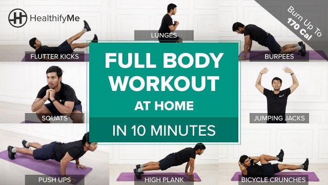 'FULL BODY WORKOUT At Home In 10 Minutes | Cardio Workout At Home | No Equipment Workout| HealthifyMe'