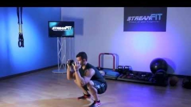 'Dumbbell Good Morning to Close Stance Squat Exercise'