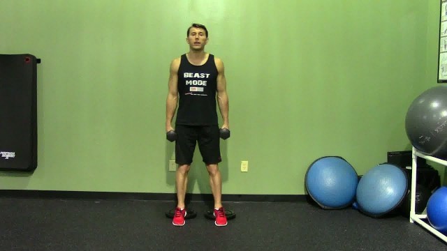 'Dumbbell Hack Squat with Elevated Heels - HASfit Squat Exercise Demonstration - DB Hack Squat'