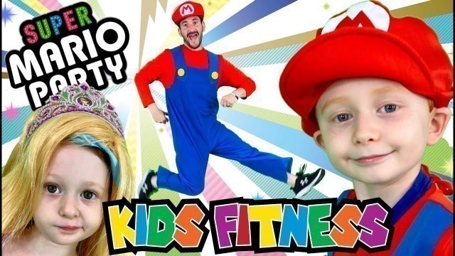 'SUPER MARIO PARTY! Kids Workout! A Virtual Fitness PE Crazy Fun Workout Video Game and Brain Break!'