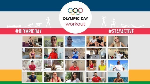 'Giant Workout with Olympic Athletes from all over the World! | #OlympicDay 2020'