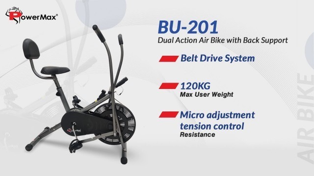 'PowerMax Fitness BU-201 Dual Action Air Bike/Exercise Bike with Back Support for Home Workout'