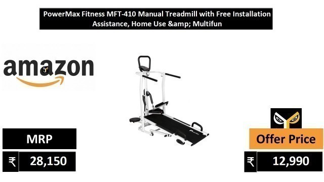 'PowerMax Fitness MFT 410 Manual Treadmill with Free Installation Assistance, Home Use & Multifun'