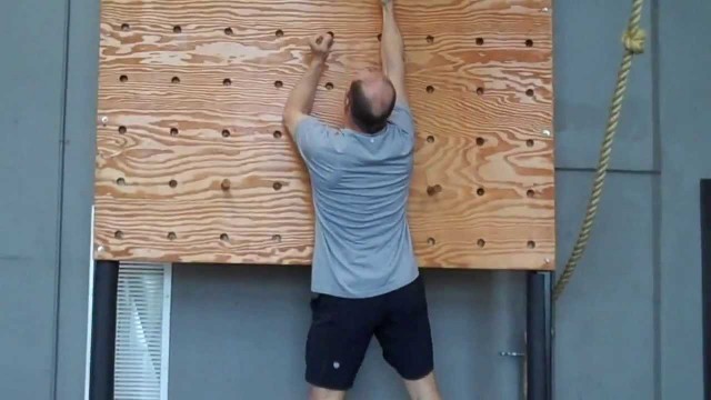 'Climbing the dreaded peg wall at our Red Deer gym - 360 Fitness'