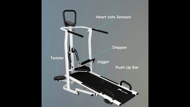 'Powermax Fitness MFT-410 4 in 1 Multi-function Manual Treadmill with Jogger'