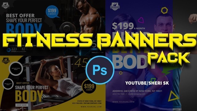 'Professional Fitness Banners Templates In PSD Files |English| |Photoshop Tutorial|'