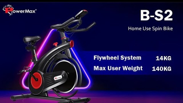 'PowerMax Fitness B-S2 Home Use Group Bike/Spin Bike | Adjustable Foot Strap for Home Workout'